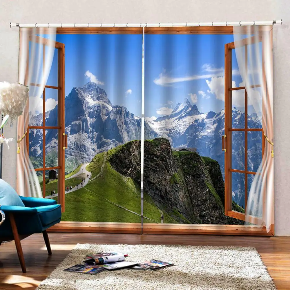 Шторы светонепроницаемые с 2 панелями занавески для гостиной спальни природным