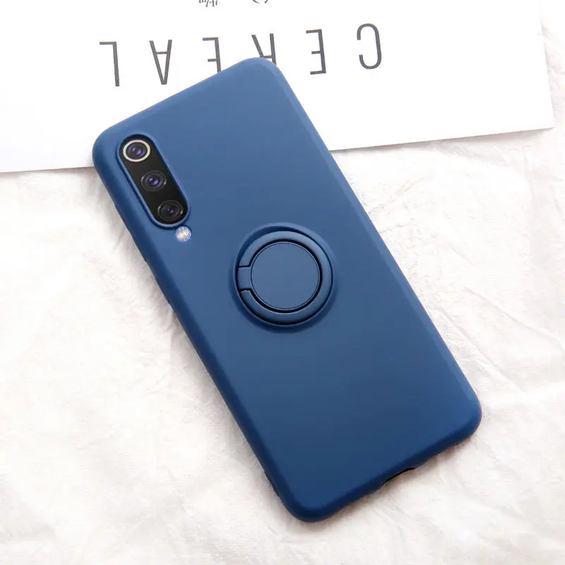 Blue Мягкий силиконовый чехол, чехол для Xiaomi mi 9 SE mi 9 Red mi K20 Pro 9 T, металлическое кольцо-держатель для телефона, силиконовый чехол на Xiaomi mi 9 SE, чехол 9SE - Цвет: Blue
