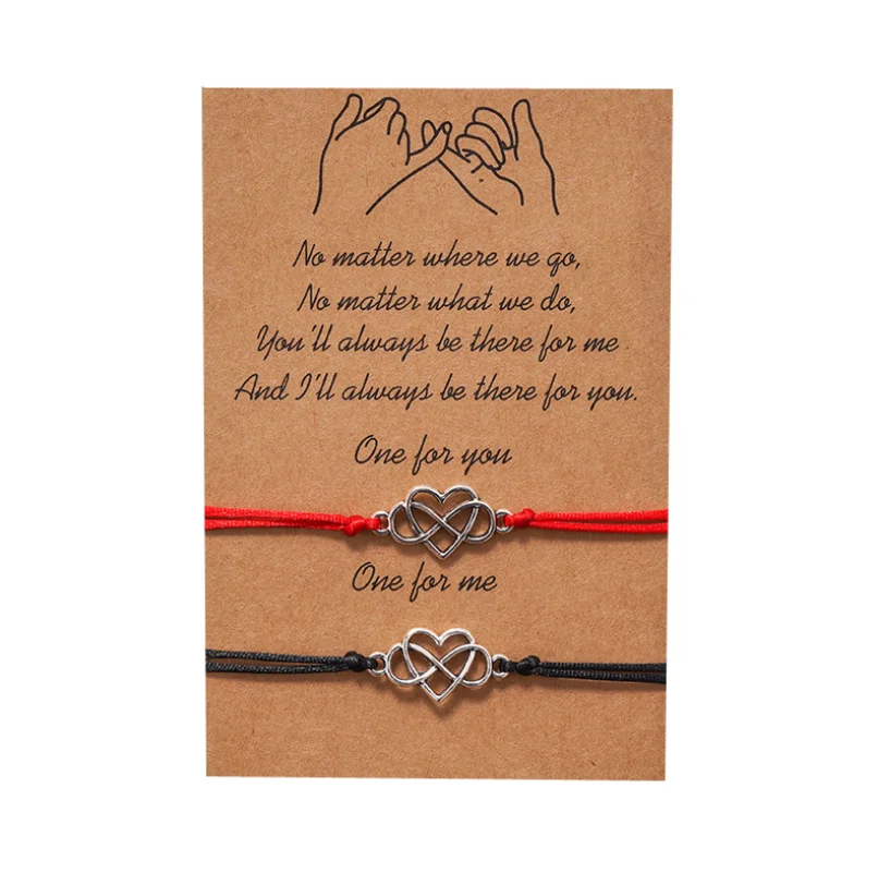 

Wholesale bulk 2 pcs One For You Alloy Adjustable Valentine Cord Couples Charm Bracelet Best Friend Girlfriend Gift BFF INS