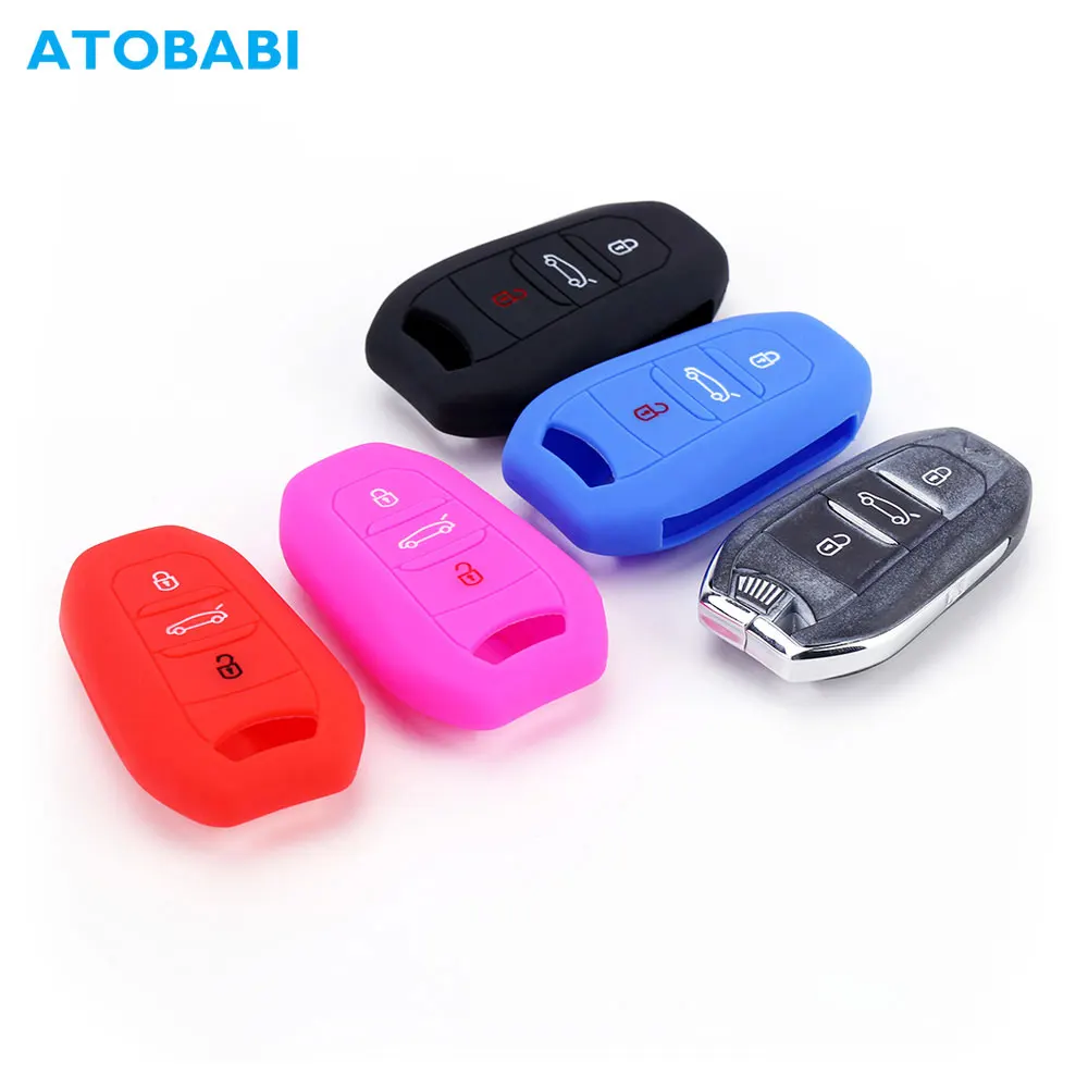 

Silicone Car Key Cases Skin For DS DS4 DS5 Citroen C4 Peugeot 3008 308 5008 3 Buttons Smart Remote Control Fobs Protector Cover