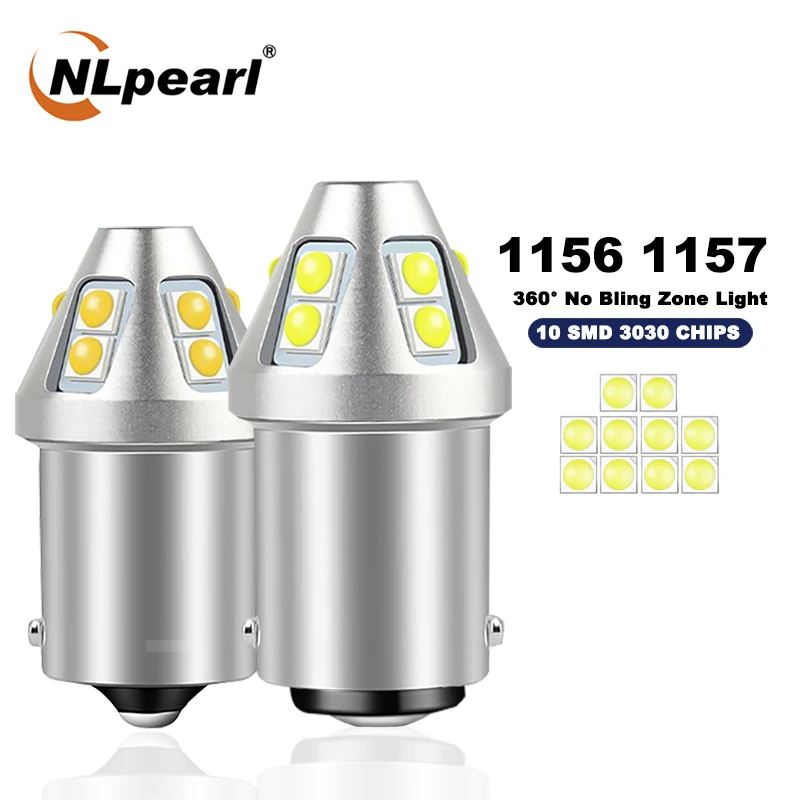 

NLpearl 2x Signal Lamp 1157 Bay15d Led P21/5W Brake Light 3030 SMD P21w LED 1156 Ba15s Bau15s Py21W Car Turn Signal Lights 12V