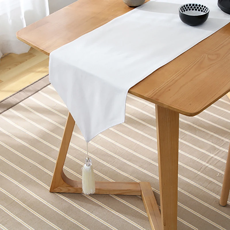 

Solid Color Geometric Modern Luxury Table Runners Cloth with Tassels Dining Decoration for Wedding Party Home Office 2 color