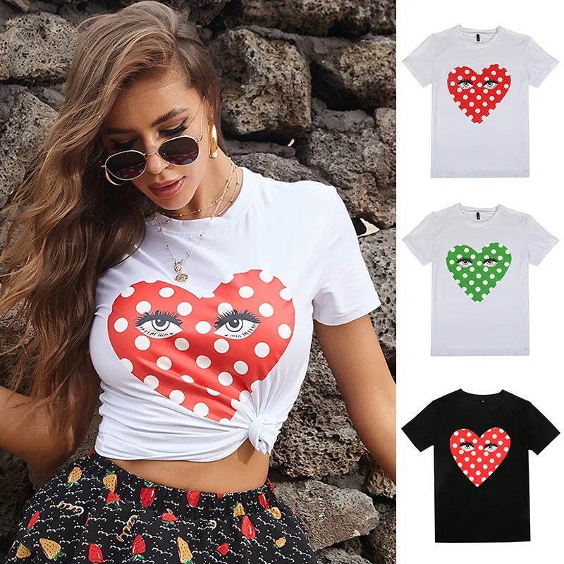 

Printed round neck T-shirt women's short-sleeved bottoming shirt Europe and America Amazon AliExpress cross-border foreign trade