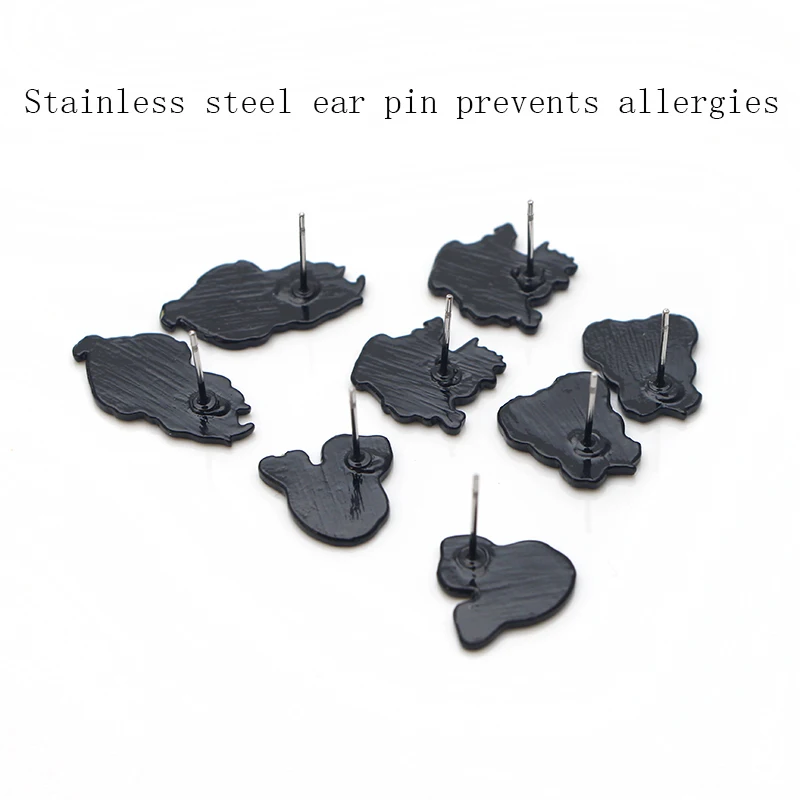 

DZ1051 Animal Crossing Game Bear Cute Stainless Steel Ear Stud Earrings for Womens Enamel Jewelry Kids Gifts Girls