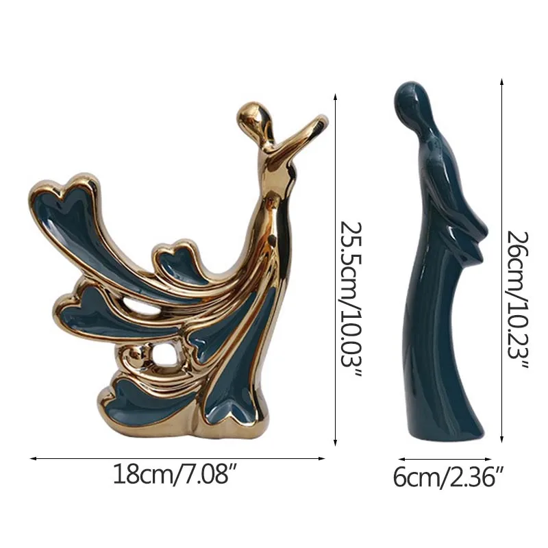 

European Gold Plated Couple Figure Statue Creative Resin Character Sculpture Room Decor Ornament Home Decoration Accessories