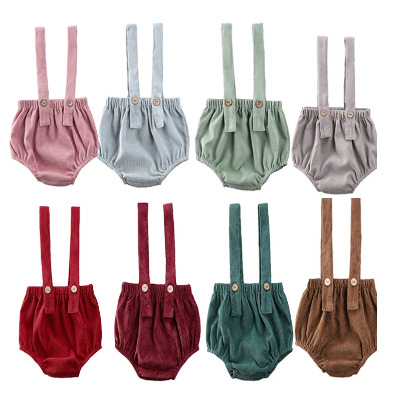 Однотонные вельветовые комбинезоны для новорожденных девочек 0 24 месяца шорты на