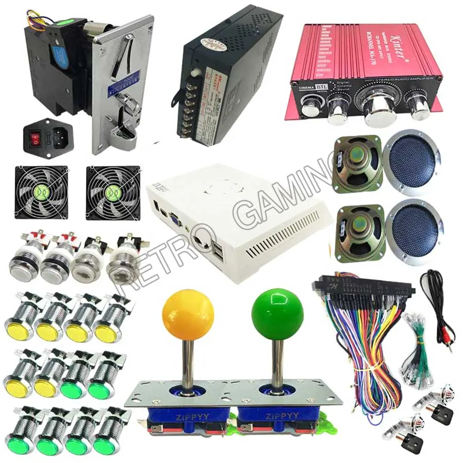 

Arcade DIY Jamma Kits With 3D Pandora 12 3188 in 1 LED Chrome Button Joystick for 2 players coin oprate video game machine DIY