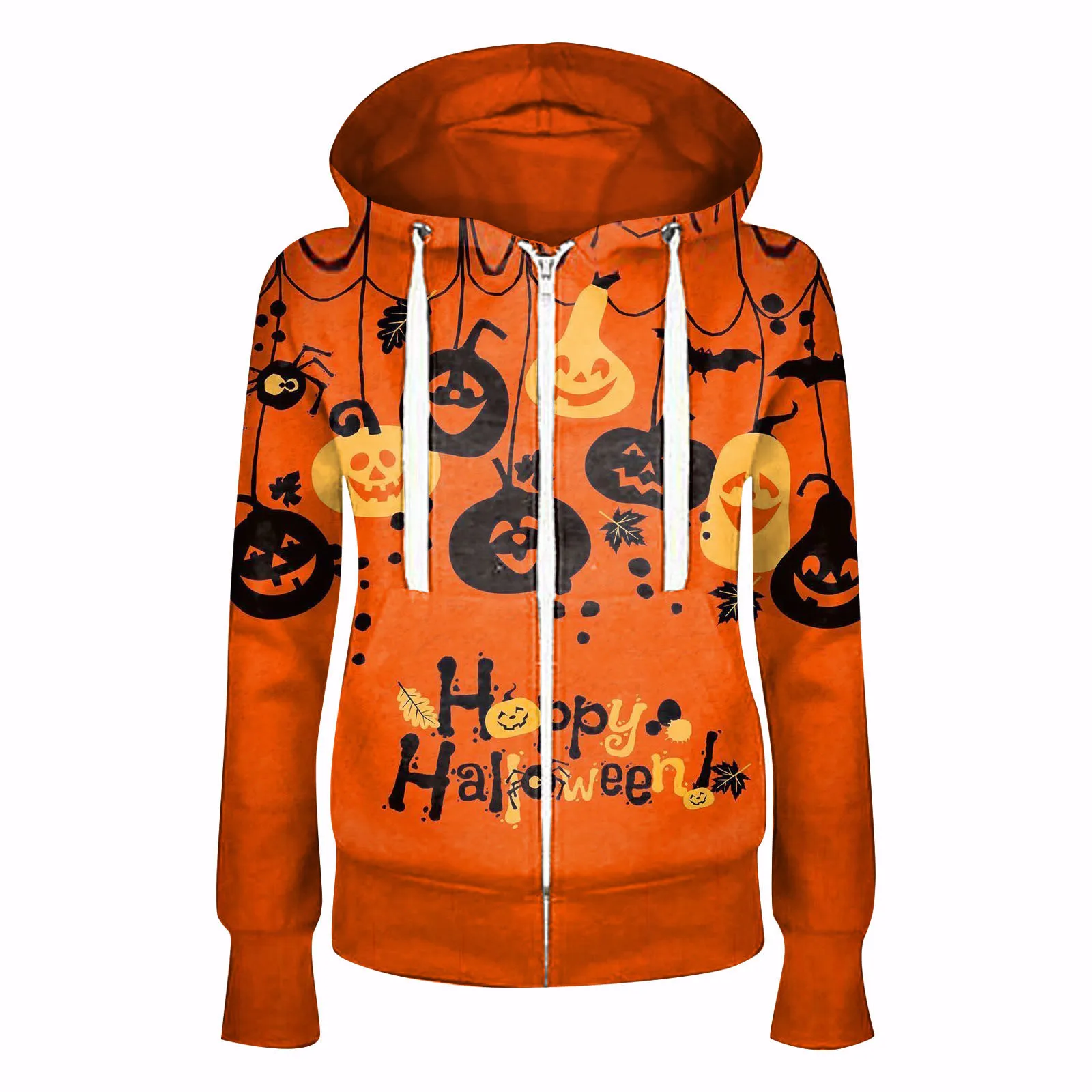 

Women's Coats Halloween Fashion Clothing Jackets Printed Plush Zipper Hooded Long Sleeve Casual Jacket Top Clothes Ropa Mujer