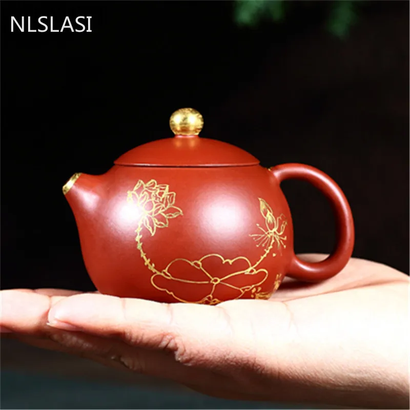 

Чайник из исинской глины NLSLASI zisha xishi, Чайник известный ручной работы, Глиняный Чайник Dahongpao, высококачественный чайник из фиолетовой глины, посуда для напитков, подарок, 110 мл
