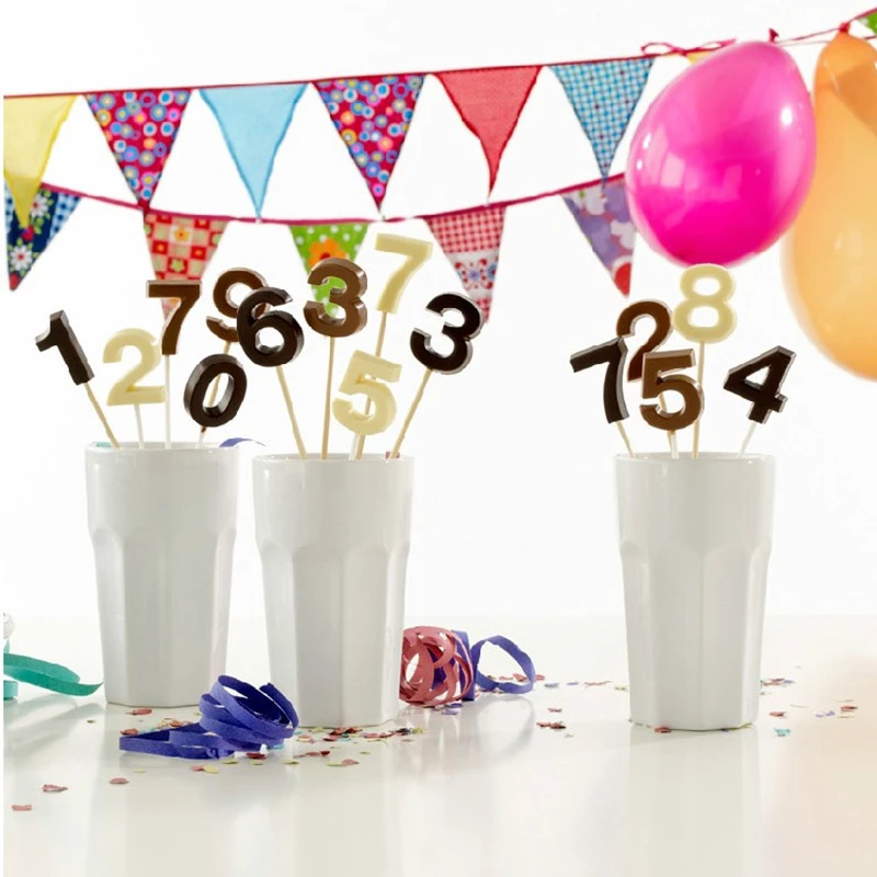 

10 Pcs 0-9 Numbers Lollipop Silicone Mold DIY Bakeware Silicone 3D Handmade Pop Sucker Sticks Lolly Chocolate Mold Wholesale X2