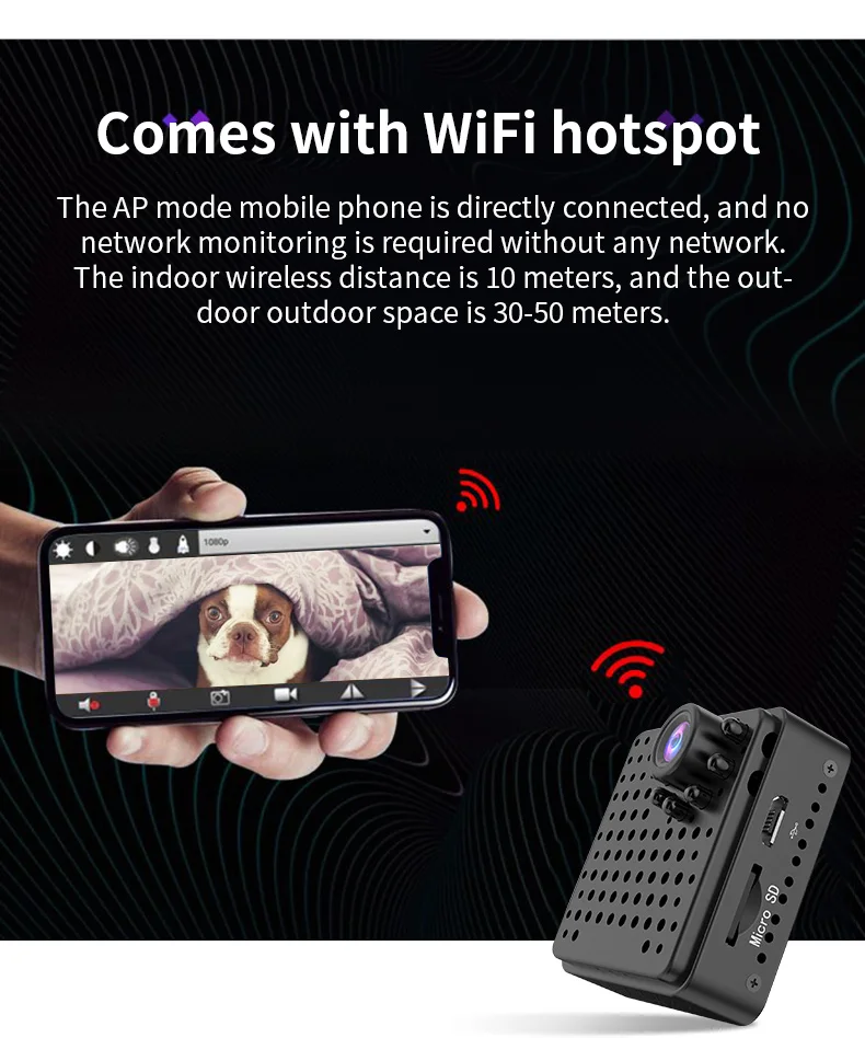Мини камера с датчиком движения 1080P Wi Fi HD ночное видение|Компактные видеокамеры| |