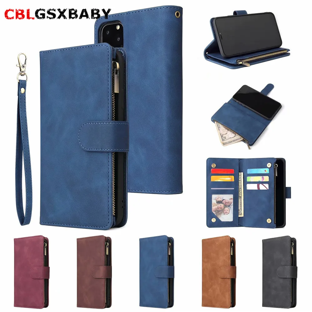 

CBLGSXBABY For iphone 14 13 12 11 Pro Max X XR XS Leather Flip Zipper Wallet Case For iphone 13 11 X 7 Plus Multi-function Case