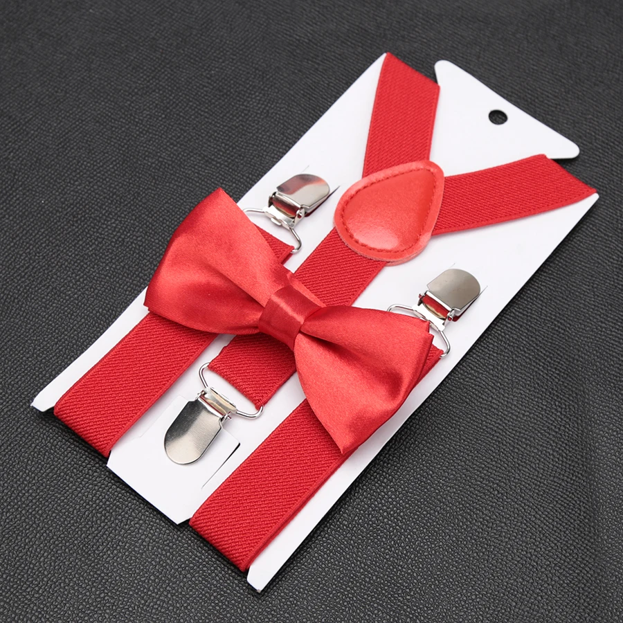 

Kids Retro Suspenders Bow Tie Set Boy Girl Adjustable Suspenders Children Baby Braces Clip-on Trousers Wedding Ties Accessories