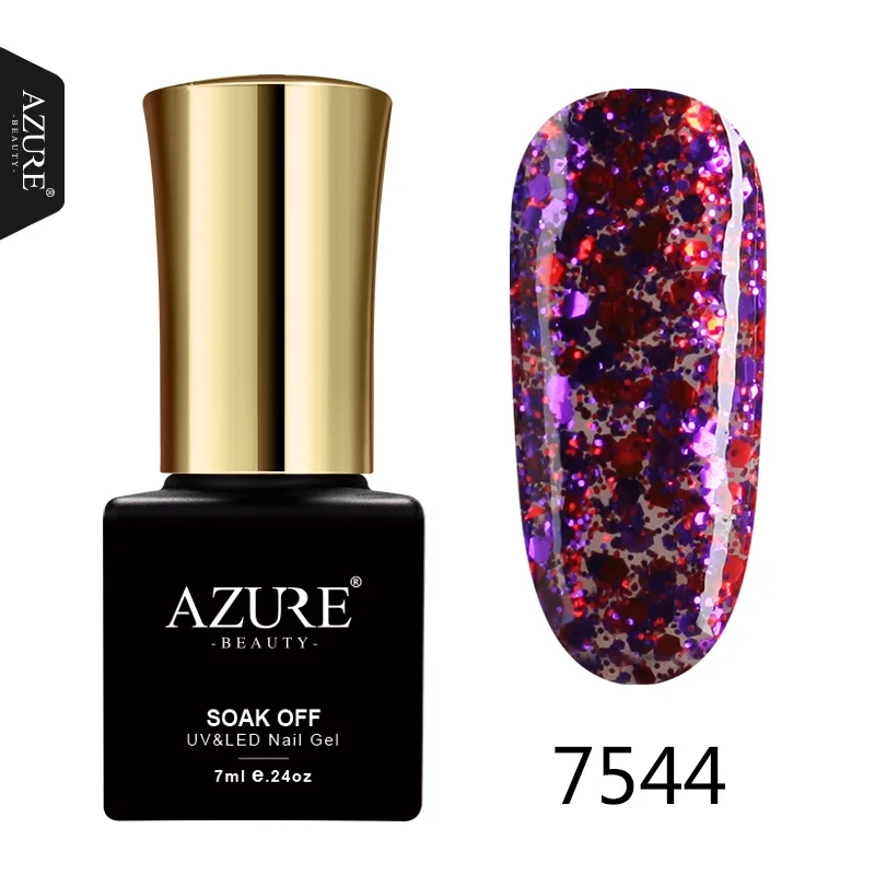 Azure beauty Гель-лак для ногтей модные цвета для дизайна ногтей впитывающаяся гибридная Эмаль 7 мл гель-лаки лазурный УФ-гель для ногтей - Цвет: 7544