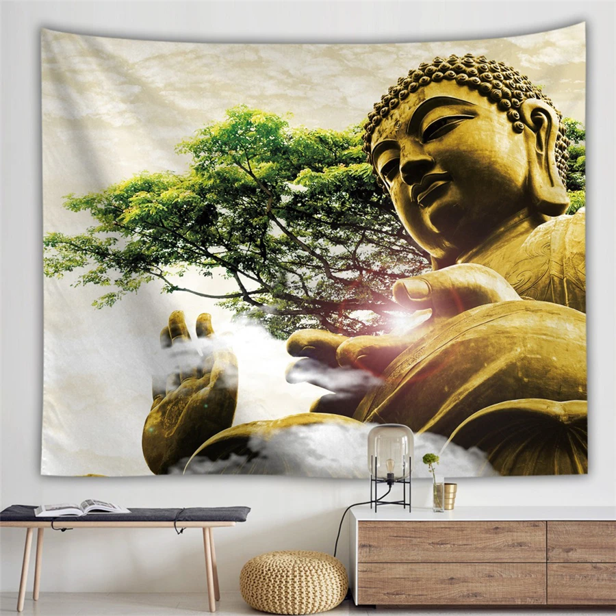 Древняя Статуя Будды индийская МАНДАЛА ГОБЕЛЕН Будда под деревом хиппи бохо