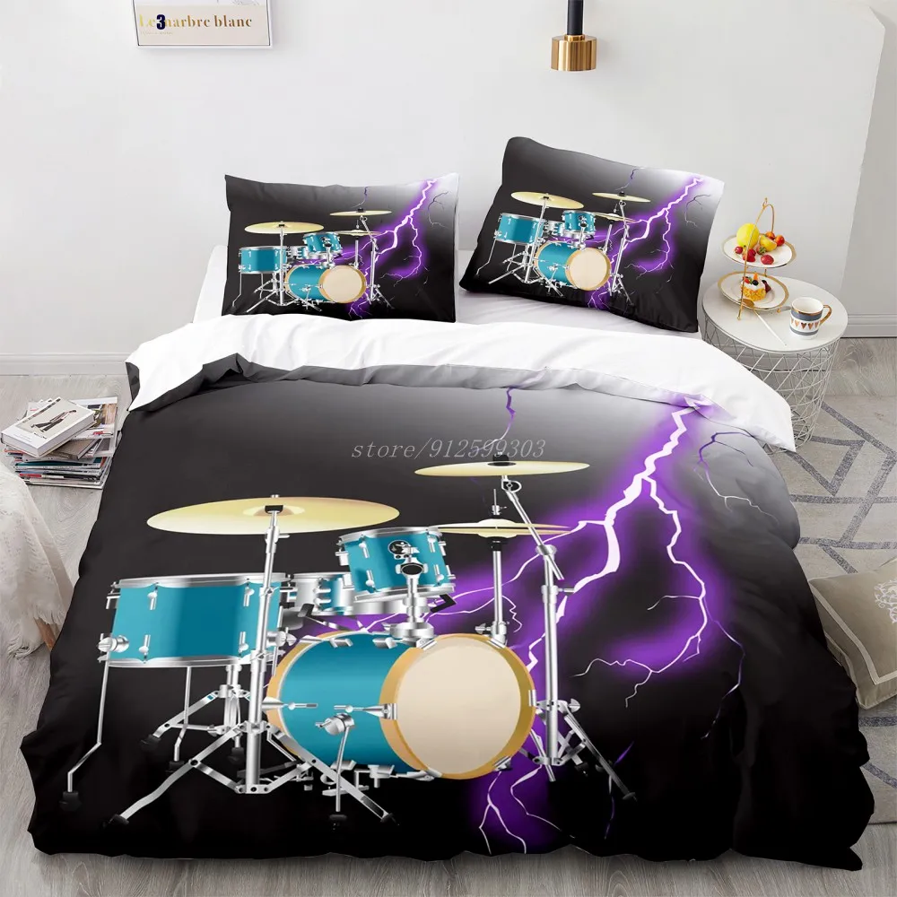

Lobb Teens Guitar Bedding Set Rock Music Themed By Ho Me Lili Duvet Cover Pattern Drum Kit Instruments Bedspread Bedroom Decor
