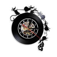 funny rat vinyl record wall clock 3d animal clocks adorable mouse and cheese game nursery wall decor for children room