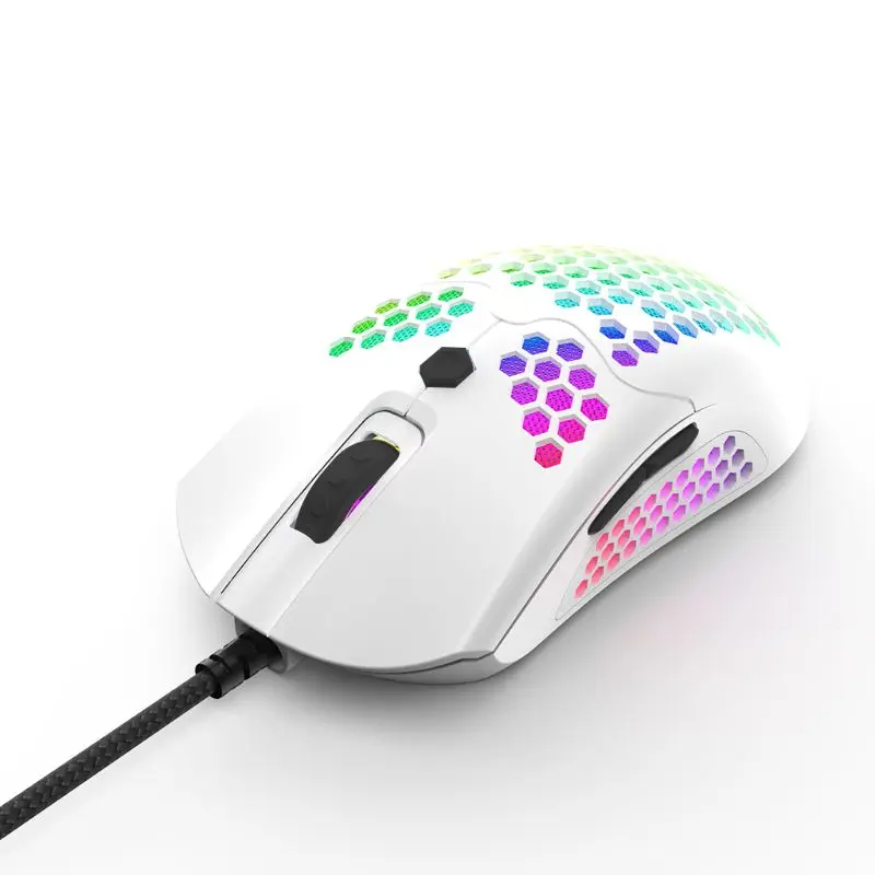 

M5 Hollow-out Honeycomb Shell Gaming Mouse Colorful RGB Backlit Light Wired Mice