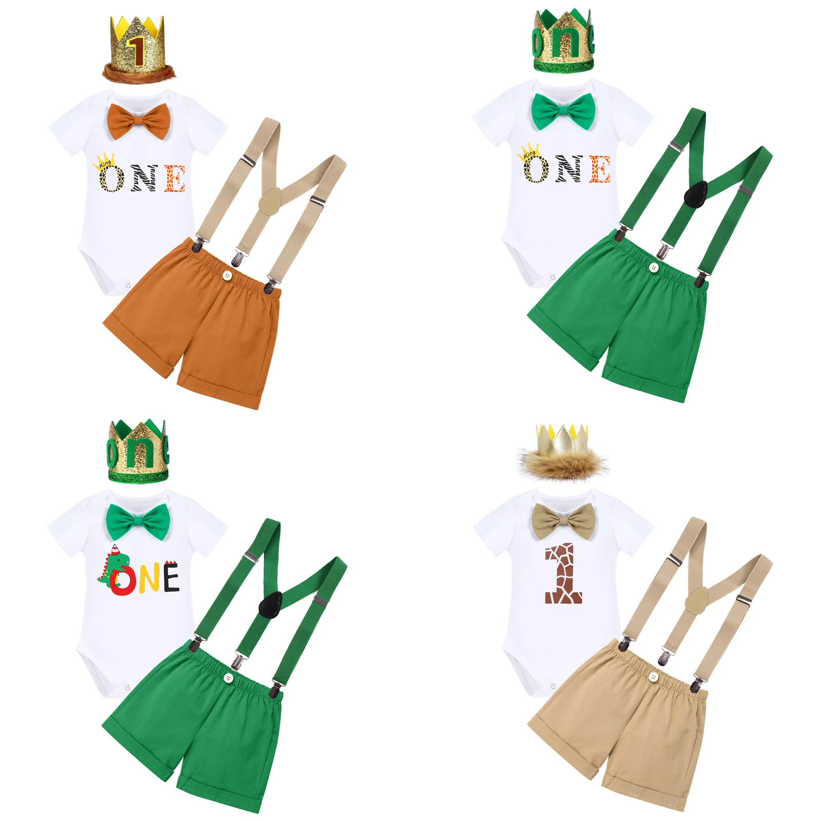 Одежда для маленьких мальчиков с изображением торта из джунглей 4 предмета