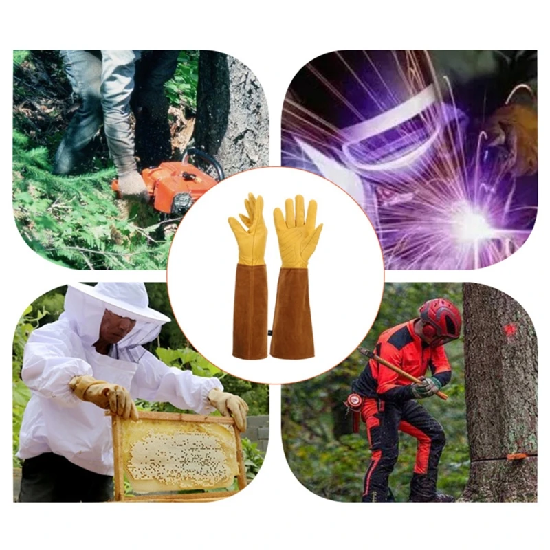 

Women Men Gardening Gloves Rose Pruning Thorn Cut Proof Long Forearm Protection Gauntlet Durable Thick Faux Leather Work
