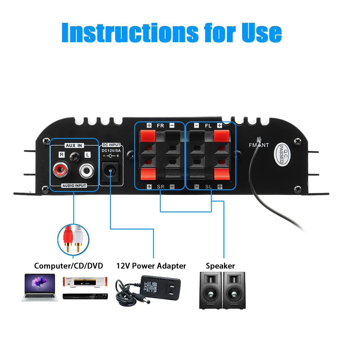 Мини bluetooth Hi-Fi усилители мощности BT-998 12 В/220 В автомобильный аудиоусилитель