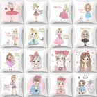 Декоративные подушки для девочек, маленькая принцесса чехол для подушки из полиэстера, 45 х45 см, на диван-кровать для дома, декоративные наволочки 40851