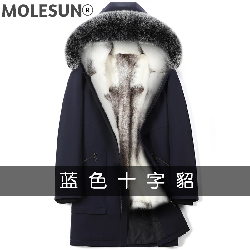 

AKOOSUN 2021 Natural Mink Fur Coat Men Winter Jacket Warm Parkas Real Fur Jacket Long Luxury Coats Fox Fur Parka Hombre 2021-