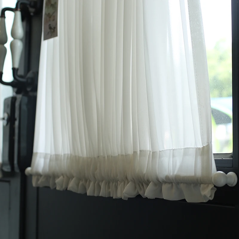 Белая кружевная кофейная сетка пряжа вверх и вниз фиксированная занавеска для