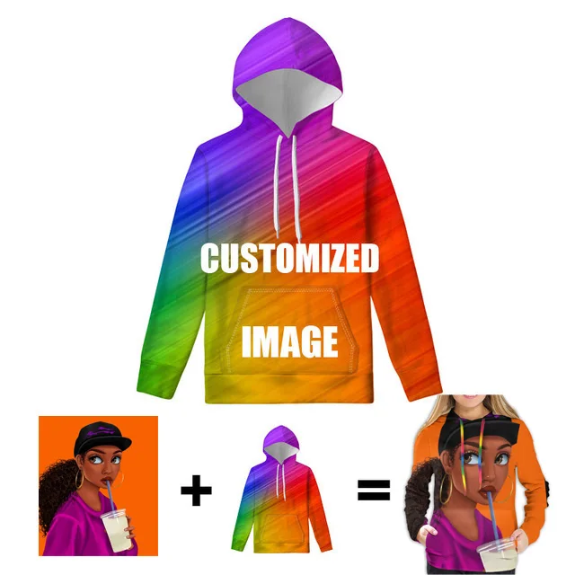 Custom FORUDESIGNS/пара толстовка женская теплая с длинным рукавом Толстовка с капюшоном Harajuku Африканский Черный искусство толстовки свободный Женский пуловер леди - Цвет: Custom