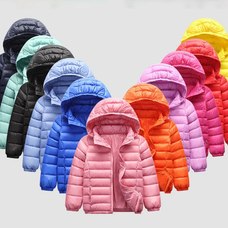

Fashion Kids Jackets Boys Girls Autumn Winter Hooded Lightweight Down Coat Boy Warm Long Outerwear 11 colors