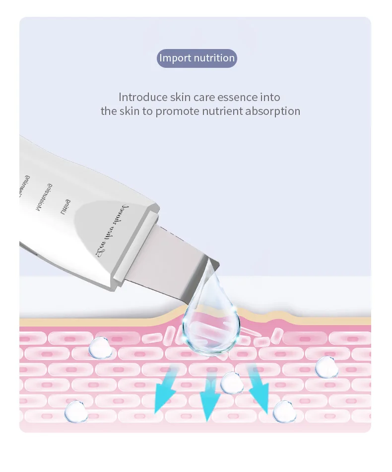 JinKaiRui Ultrasonic Shovel Skin Massager Portable Scrubber Vibration Clean Exfoliation Blackhead Removal