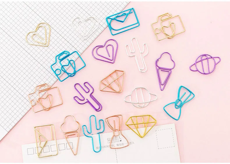 10 piezas de dibujos animados de lytww color caramelo creativo Metal oficina escuela suministros lindo papel Clips regalo