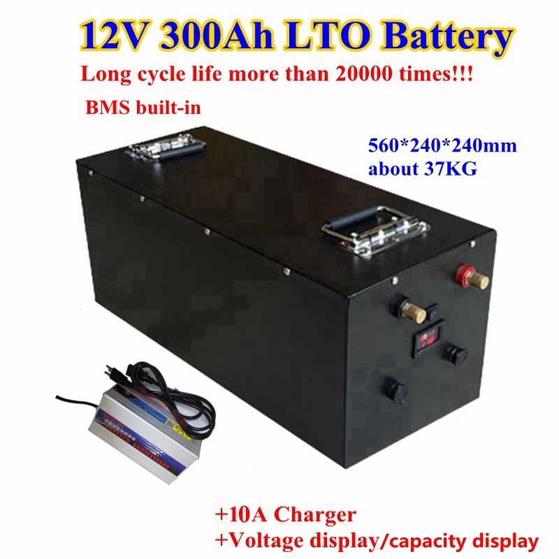 Перезаряжаемые LTO 12V 300Ah литиевая Батарея пакет 2,4 v Батарея для вилочного погрузчика трехколесный велосипед Солнечная система бытовок+ 10A Зарядное устройство
