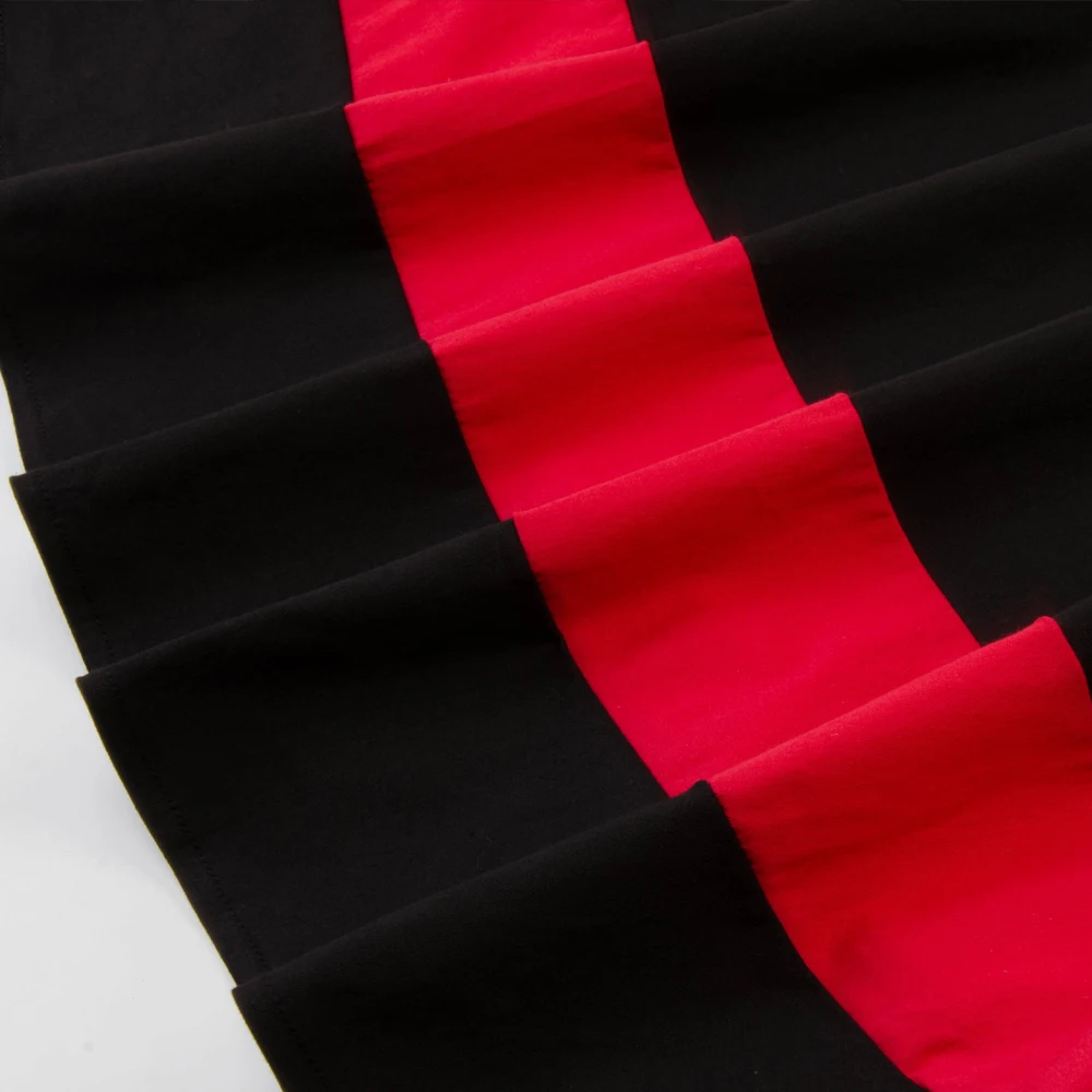 Женское винтажное платье в горошек Черное и красное с лямкой на шее модель 60s 50s