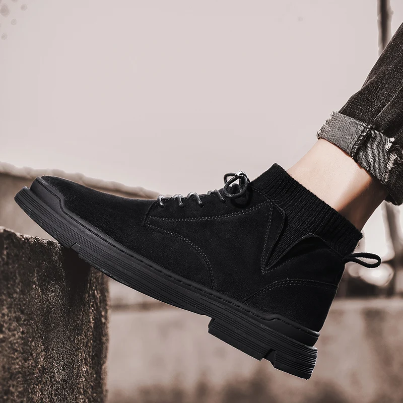 

High Top Shoes Botas Men Boot Shoes Boots Work Cowboy Mens Leather Ankle Goth Men's Chelsea Casual Coturno Winter For