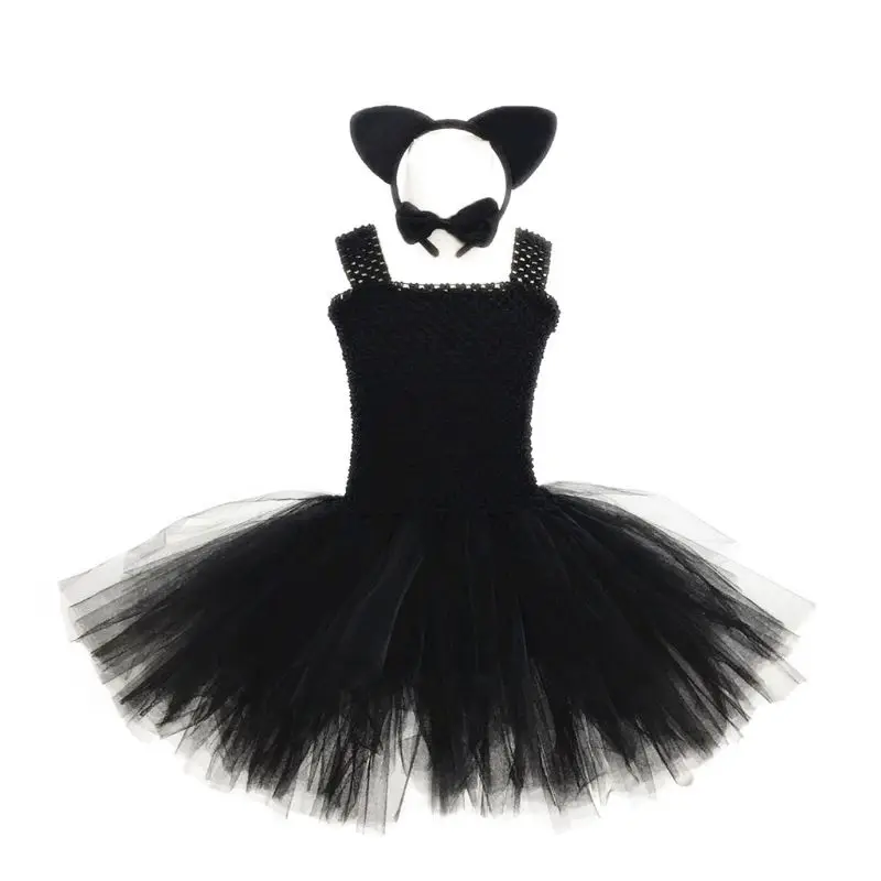 

Children Girls Halloween Costume Pettiskirt Dress Headband Tie Tail Suit