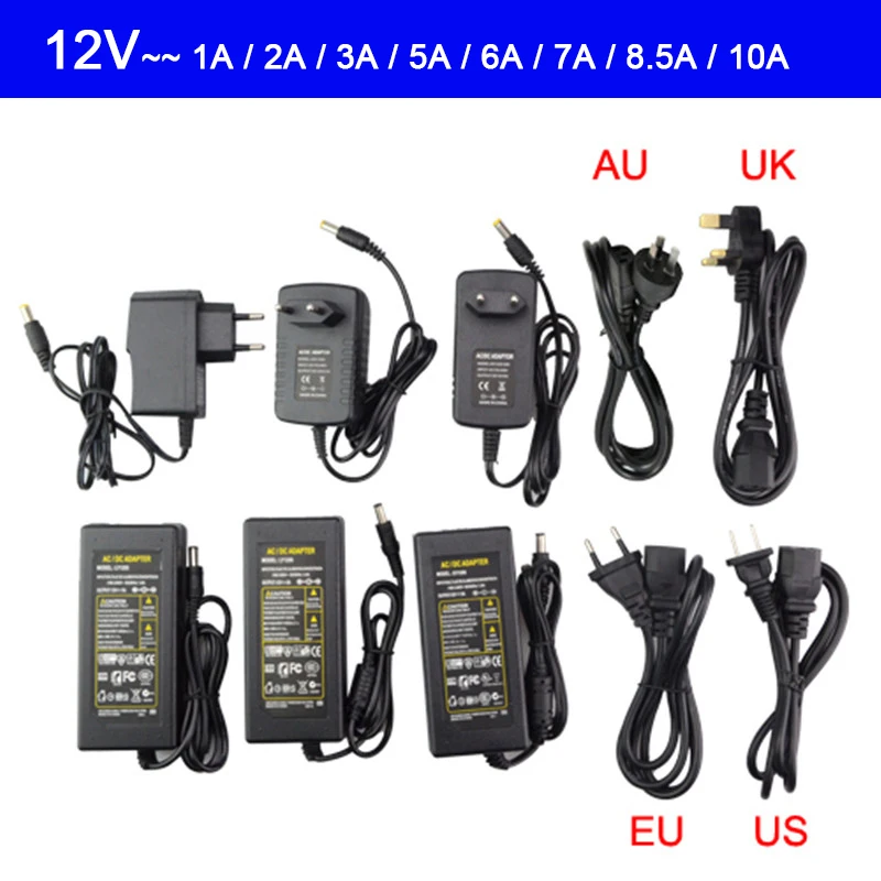 AC100-240V постоянного тока 5 В 12 24 Питание 1A 2A 3A 4A 5V 6A 8A 10A светодиодный трансформатор