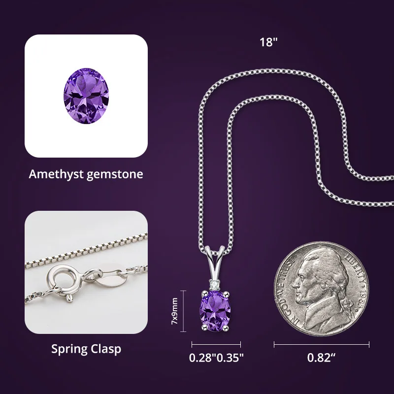 

Charming Oval Citrine / Topaz / Amethyst Gemstone Birthstone Sterling Silver Necklace For Women Classic Fashion Hypoallergenic