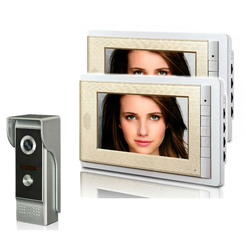 Home Security Video Intercom IR Camera 7''Inch Monitor Wired Video Door Phone Doorbell Speakephone Intercom System