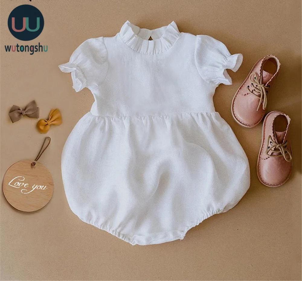 Одежда для маленьких девочек Детский комбинезон Милая льняная хлопковая одежда