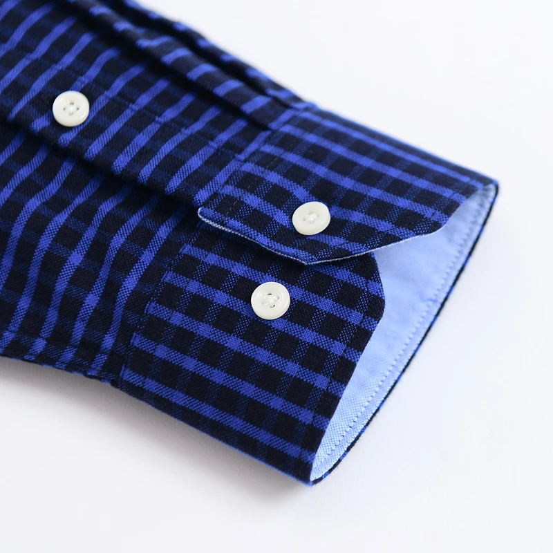 Мужская Повседневная рубашка в клетку Классическая из ткани Оксфорд с длинными