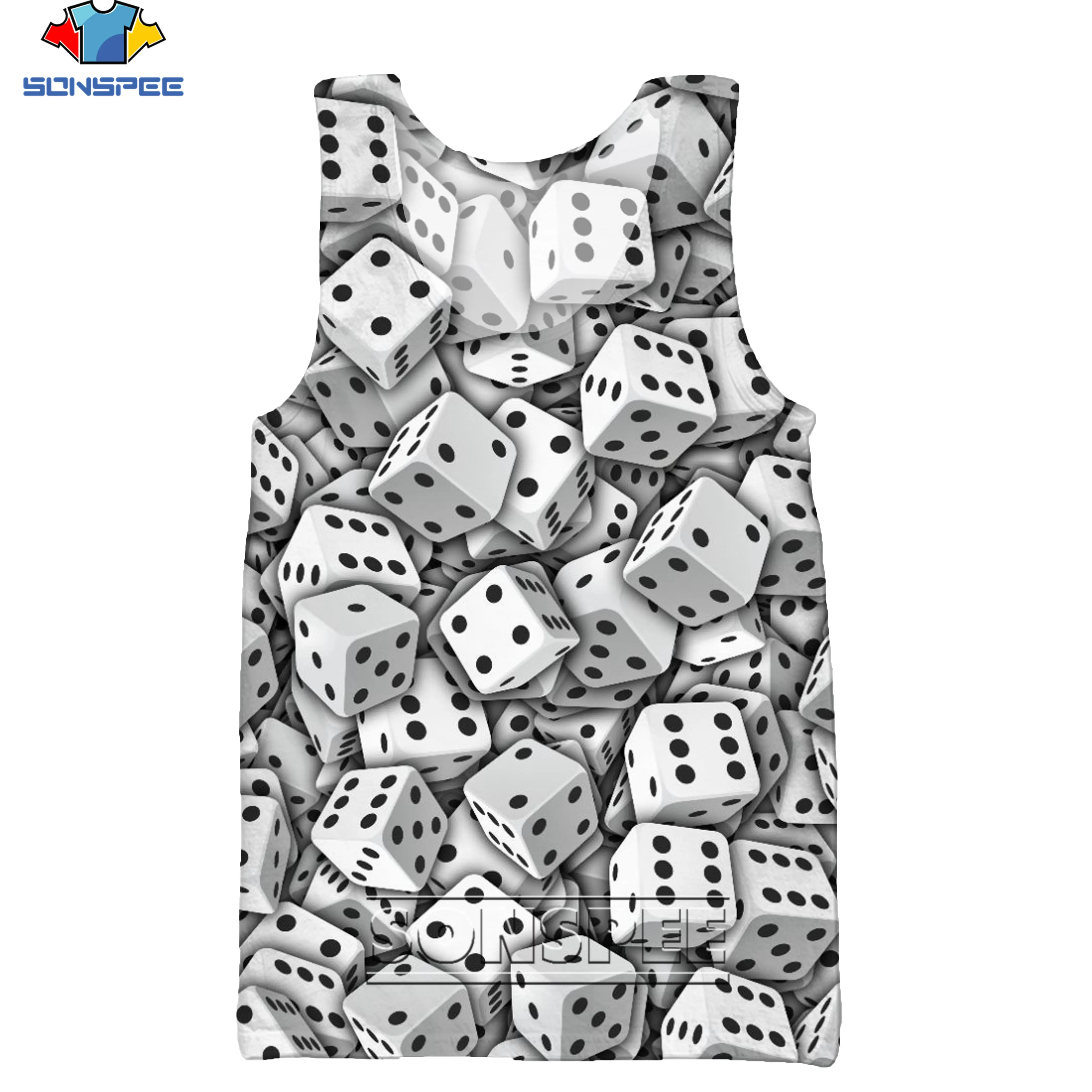 

SONSPEE Anime Dice 3d Print Vest Men Women Hip Hop Three-dimensional Dice Fashion Kids Harajuku Mysterious Interesting Sleeve