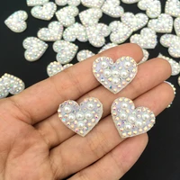 20pcs cute love heart rhinestone applique sew on patch for clothing dress diy patches beaded applique sweater applique