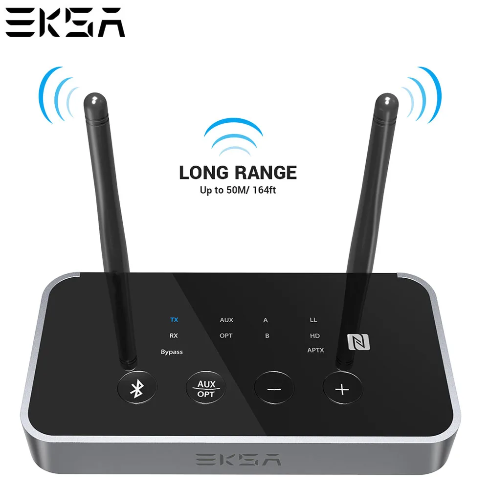 EKSA Bluetooth V5.0 3 в 1 аудио передатчик приемник низкая задержка Bluetooth адаптер оптический/3,5 мм AUX/SPDIF для ТВ наушников