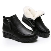2021 women snow boots winter flat heels ankle boots women warm platform shoes genuine leather thick wool fur booties