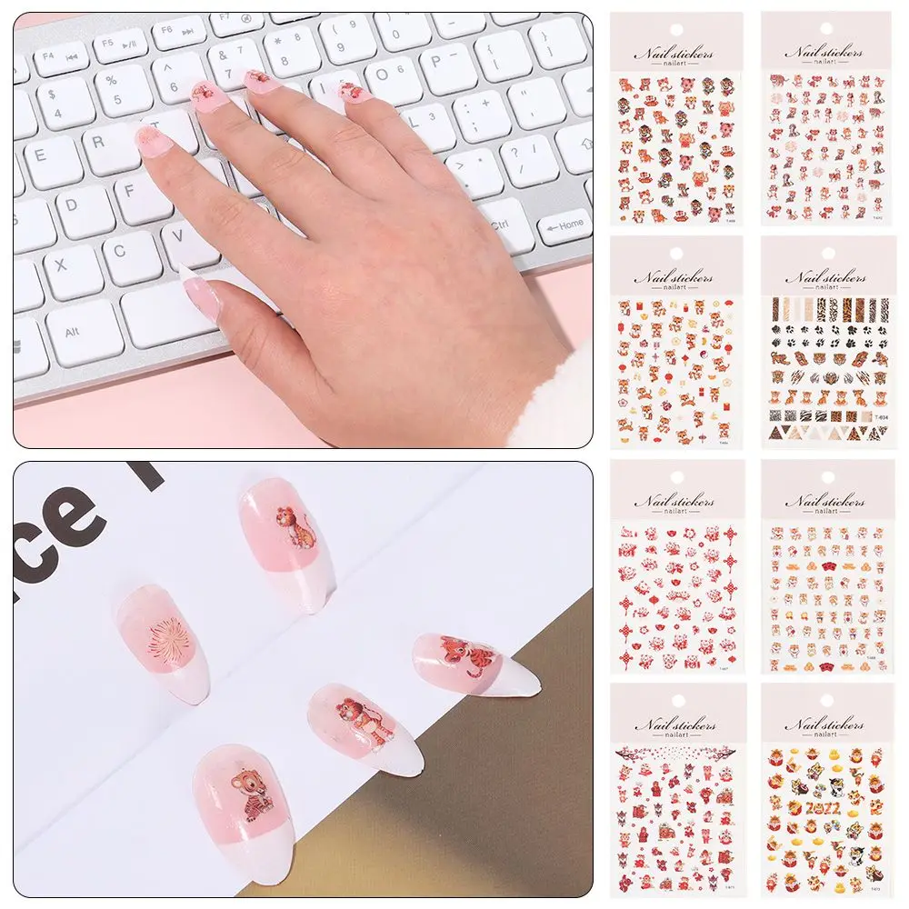 

Fashion Hand-made Animal Prints Watercolor Tiger Decals Nail Stickers Nail Art Decorations Nail Slider