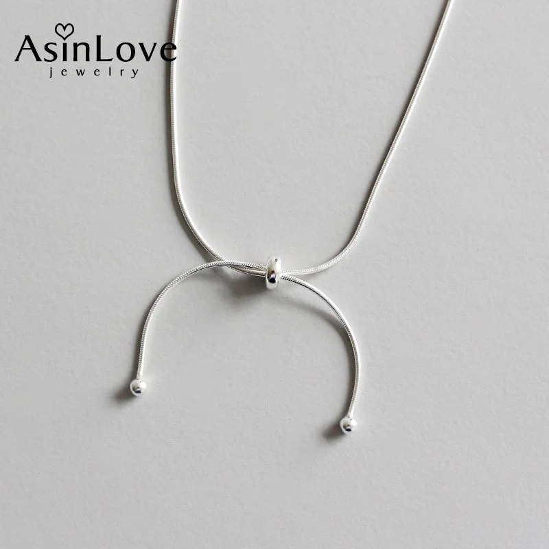 

AsinLove, Настоящее серебро 925 пробы, ожерелье из змеиной кости для женщин, уникальное регулируемое ожерелье из бисера, минималистичные женские ...
