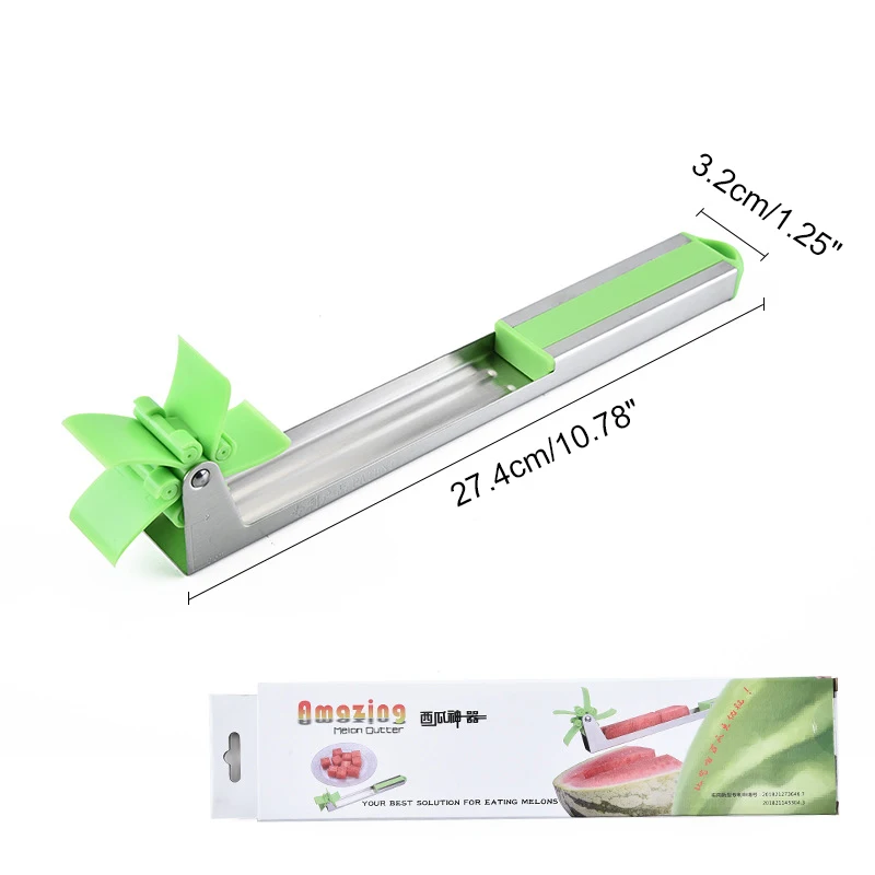 

Hand Push Windmill Watermelon Cutter 304 Stainless Steel Windmill Model Watermelon Splitter Rolling Cutter Fruit Kitchen Tool