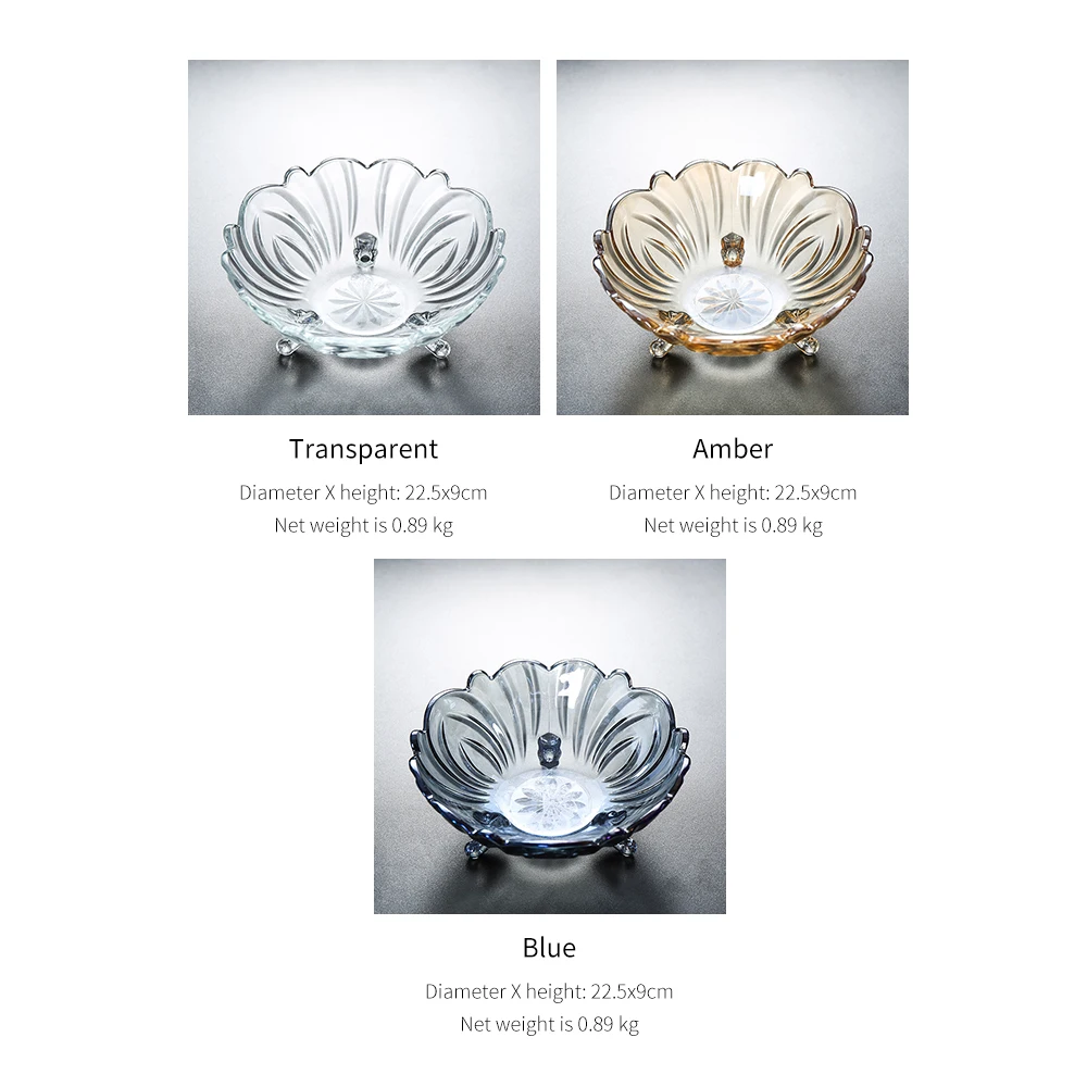 

Home Living Room Creative Glass Fruit Tray Salad Plate Kitchen Storage Basket Container Bowl Sweets Dessert Fruit Vegetable Bowl