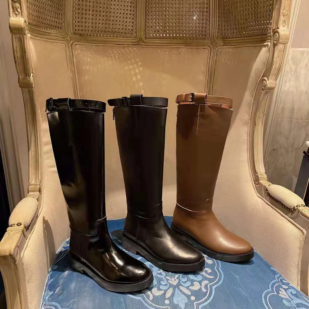 

Vallu botas altas de couro bovino genuíno, botas femininas casuais de couro bovino e da moda, para outono e inverno, 2020